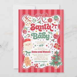 Santa Baby Christmas Coquette Bow Baby Shower 招待状