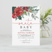 Santa Baby Christmas Floral Baby Shower Invitation 招待状 (スタンド正面)