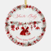 Santa Baby Christmas Girl Baby Shower セラミックオーナメント (正面)