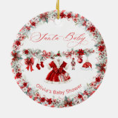 Santa Baby Christmas Girl Baby Shower セラミックオーナメント (裏面)