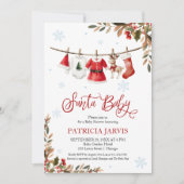 Santa Baby Christmas Girl Baby Shower 招待状 (正面)
