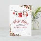 Santa Baby Christmas Girl Baby Shower 招待状 (スタンド正面)