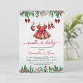 santa baby christmas Girl baby shower 招待状 (スタンド正面)