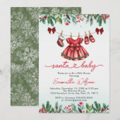 santa baby christmas Girl baby shower 招待状 (正面/裏面)