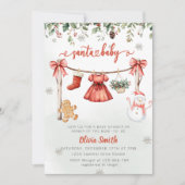 Santa Baby Christmas Girl Clothes Baby Shower 招待状 (正面)