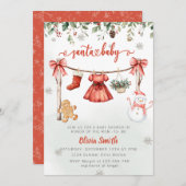 Santa Baby Christmas Girl Clothes Baby Shower 招待状 (正面/裏面)