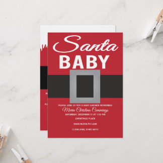 Santa Baby Christmas Time Baby Shower 招待状