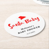Santa Baby Christmas Winter Baby Shower  ラウンドペーパーコースター (アングル)