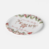 Santa Baby Clothesline Christmas Baby Shower ペーパープレート (アングル)