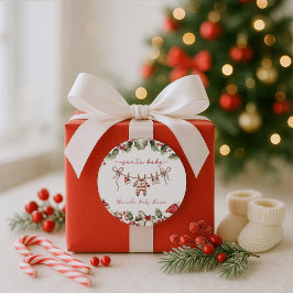 Santa Baby Clothesline Christmas Baby Shower ラウンドシール