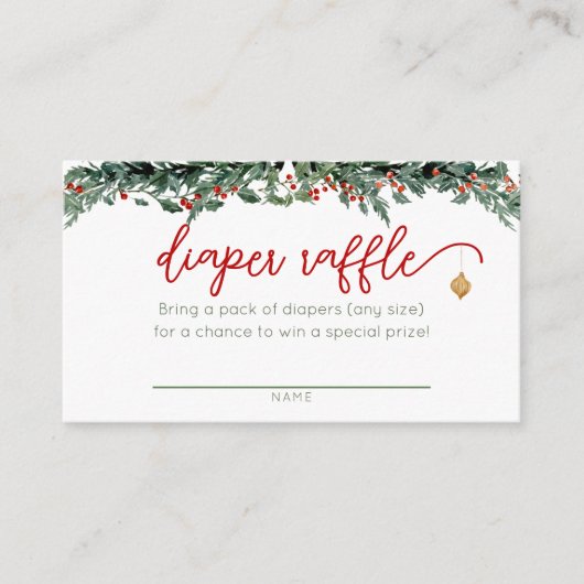 Santa Baby Clothesline Diaper Raffle Cards エンクロージャーカード (正面)