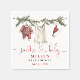 Santa Baby Clothesline Winter Baby Shower スタンダードカクテルナプキン