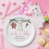 Santa Baby Clothesline Winter Baby Shower ペーパープレート (パーティー)