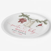 Santa Baby Clothesline Winter Baby Shower ペーパープレート (アングル)