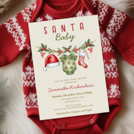 Santa Baby cute clothes Christmas baby shower 招待状