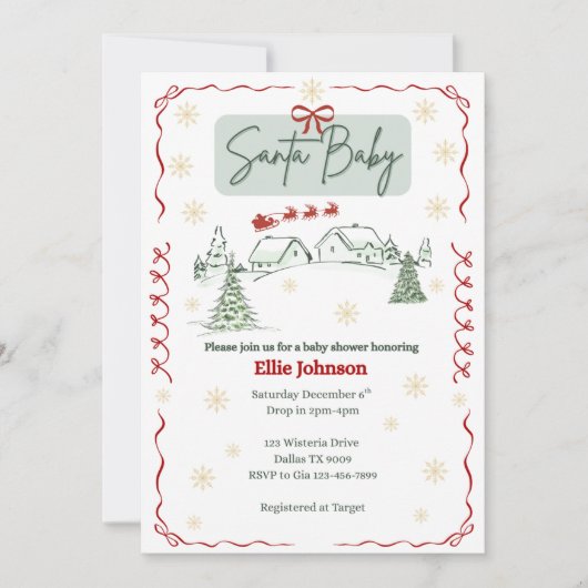 Santa Baby December Baby Shower Invitations 招待状 (正面)