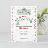 Santa Baby December Baby Shower Invitations 招待状 (スタンド正面)