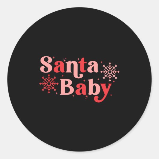 Santa Baby Fun Holiday Tygraphy Design  ラウンドシール (正面)