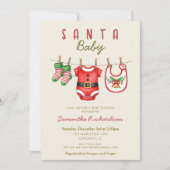 Santa Baby gender neutral Christmas baby shower 招待状 (正面)