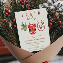 Santa Baby gender neutral Christmas baby shower 招待状