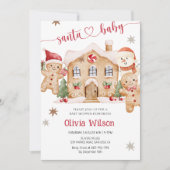Santa Baby Gingerbread Boy Christmas Baby Shower  招待状 (正面)
