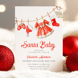 Santa Baby Girl Baby Shower Invitation 招待状