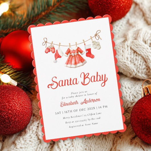 Santa Baby Girl Baby Shower Invitation 招待状