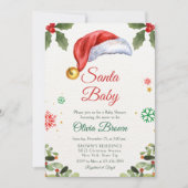 Santa Baby hat Christmas holiday Baby Shower 招待状 (正面)
