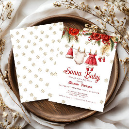 Santa Baby Holiday Winter Baby Cloth baby shower 招待状