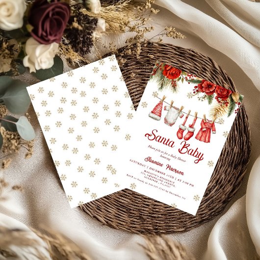 Santa Baby Holiday Winter Baby Cloth baby shower 招待状