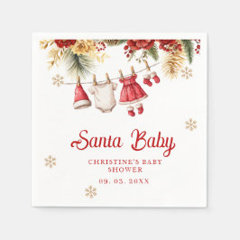 Santa Baby Holiday Winter Christmas Baby Shower スタンダードカクテルナプキン