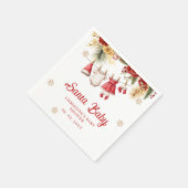 Santa Baby Holiday Winter Christmas Baby Shower スタンダードカクテルナプキン (角)