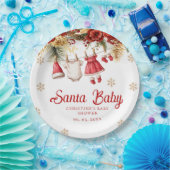 Santa Baby Holiday Winter Christmas Baby Shower ペーパープレート (パーティー)