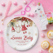 Santa Baby Holiday Winter Christmas Baby Shower ペーパープレート (パーティー)