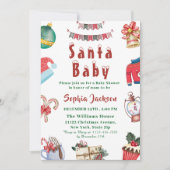 Santa Baby Holiday winter Christmas Baby Shower 招待状 (正面)