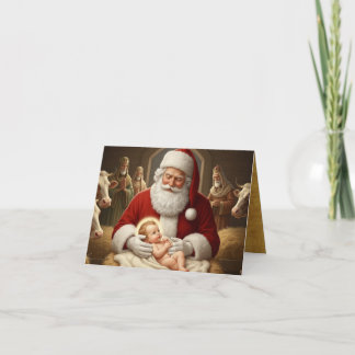 Santa & Baby Jesus with the Wise Men サンキューカード