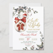 Santa Baby Minimalist Winter Baubles Baby Shower 招待状 (正面)
