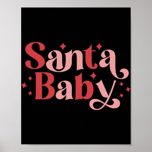 Santa Baby Retro Christmas Tygraphy T Shirt  ポスター (正面)
