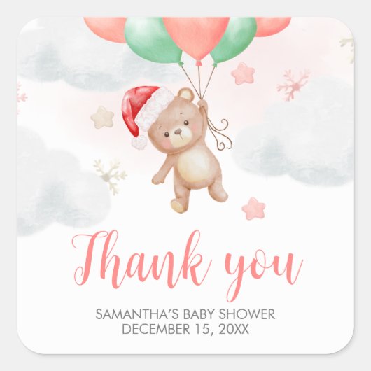 Santa Baby Shower  スクエアシール (正面)