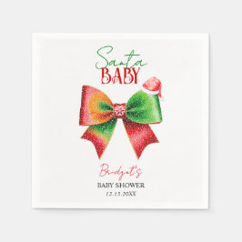 Santa Baby shower bow and Santa hat Christmas スタンダードカクテルナプキン