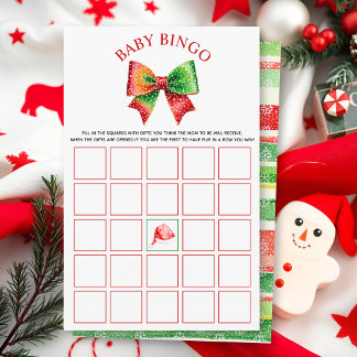 Santa Baby shower bow, Santa hat Baby Bingo game チラシ