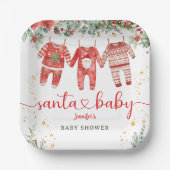 Santa Baby Shower Christmas Boy Paper ペーパープレート (正面)