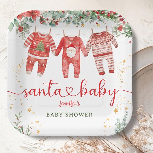 Santa Baby Shower Christmas Boy Paper ペーパープレート