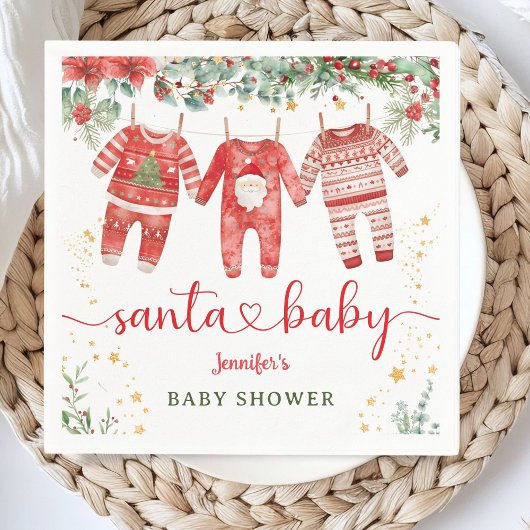 Santa Baby Shower Christmas Boy Paper Napkin スタンダードカクテルナプキン
