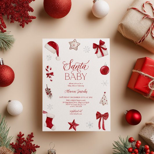 Santa Baby Shower Christmas Festive  招待状