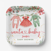 Santa Baby Shower Christmas Girl Paper ペーパープレート (正面)
