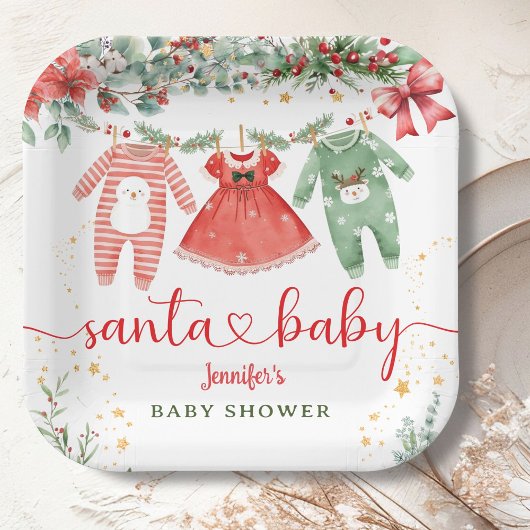 Santa Baby Shower Christmas Girl Paper ペーパープレート