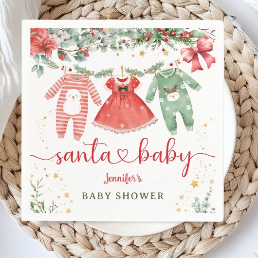 Santa Baby Shower Christmas Girl Paper Napkin スタンダードカクテルナプキン