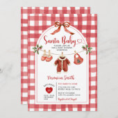 Santa Baby Shower Clothesline Ribbon Gingham 招待状 (正面/裏面)