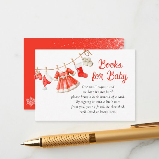 Santa Baby Shower Girl Books for Baby エンクロージャーカード (正面/裏面インサイチュ)